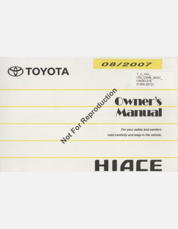 TOYOTA HIACE 2009-2010 OWNERS MANUAL