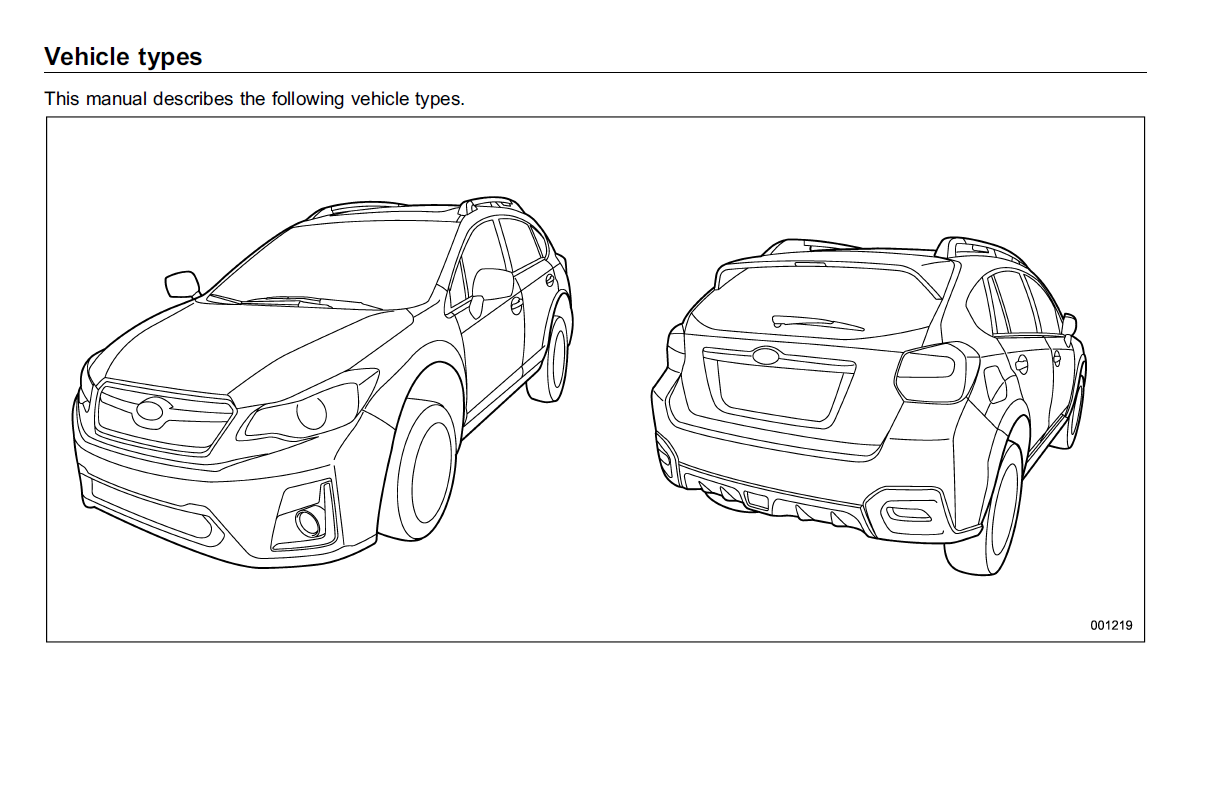 SUBARU XV 2013, 2014, 2015, 2016, 2017 OWNERS MANUAL