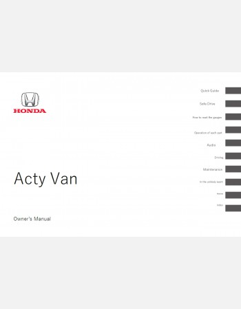 HONDA ACTY 2010 2011 & 2012 OWNERS MANUAL