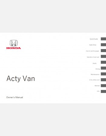 HONDA ACTY 2012 2013 2014 And 2015 OWNERS MANUAL