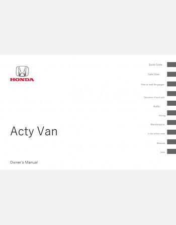 HONDA ACTY 2015 2016 & 2017 OWNERS MANUAL