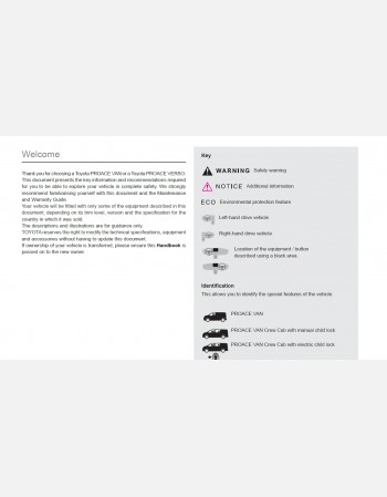 TOYOTA PROACE 2022 OWNERS MANUAL