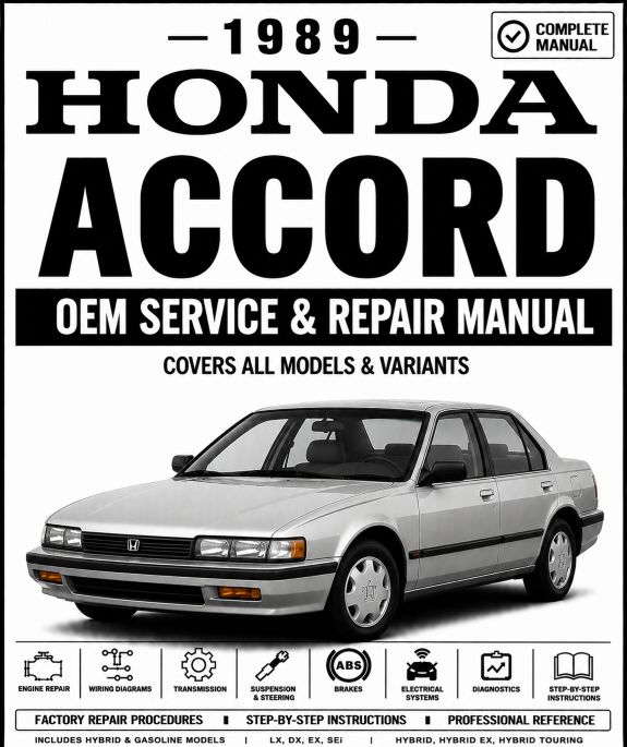 1989 Honda Accord Service and Repair Manual