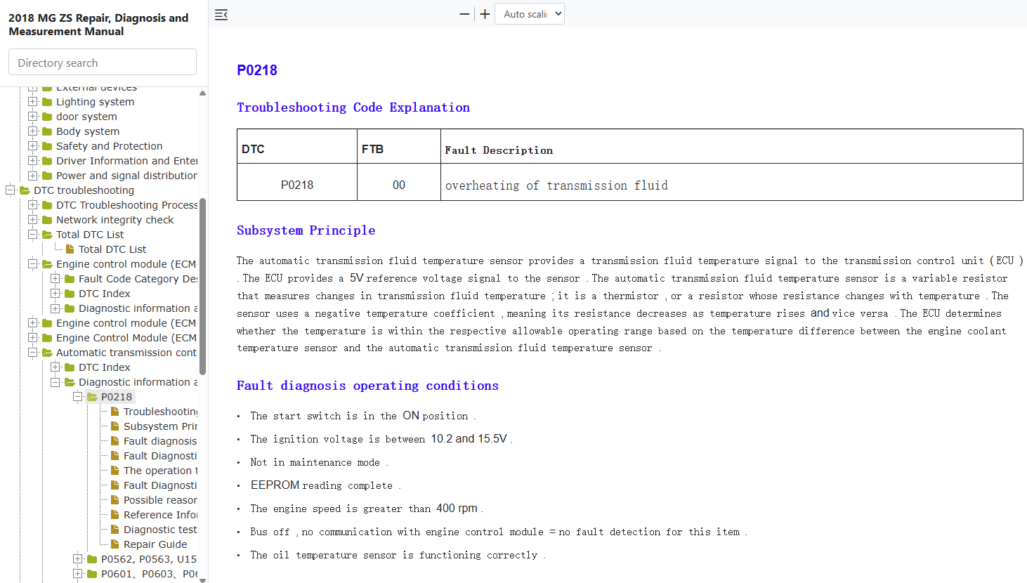 2017-2024 MG ZS (ZS11) Diagnostic and Fault Code Manual
