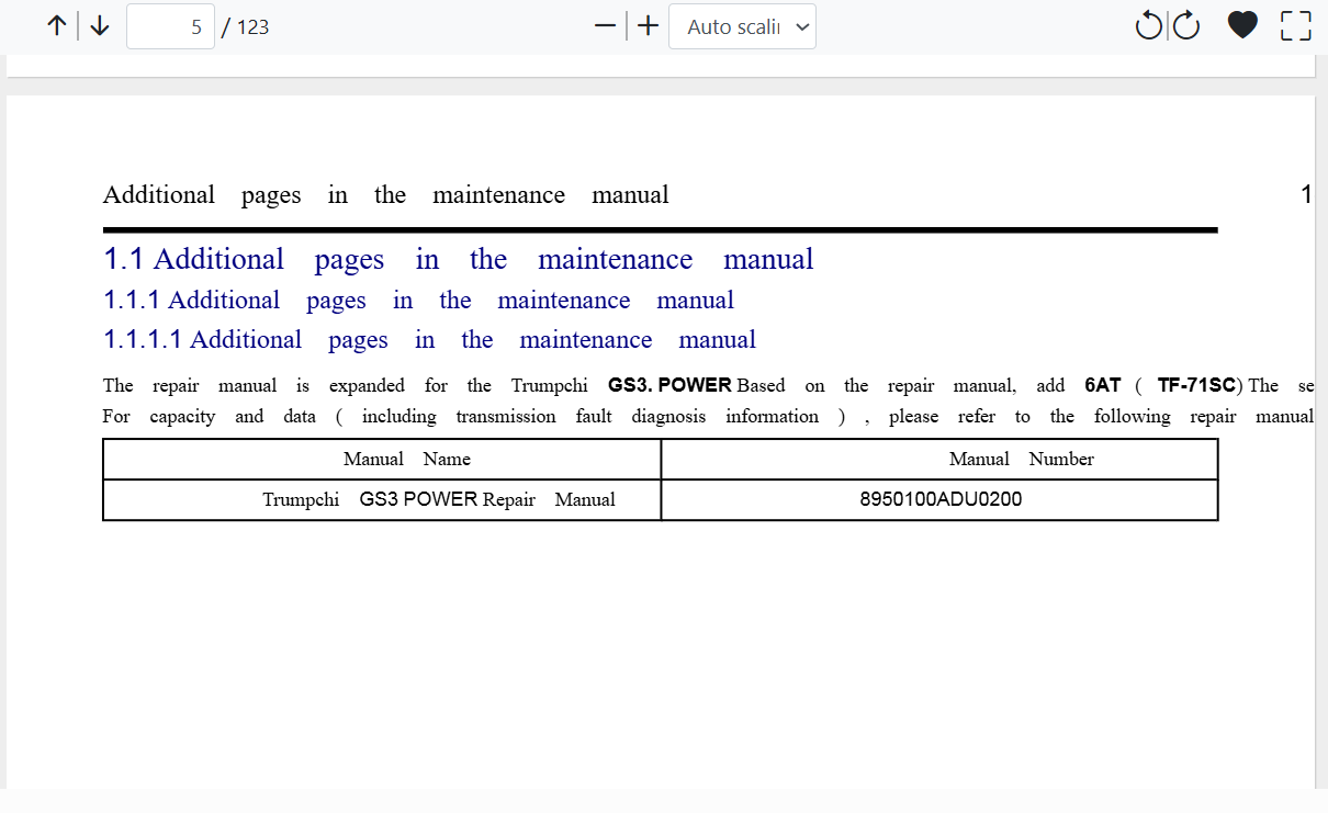 2017-2022 GAC GS3 Workshop Manual
