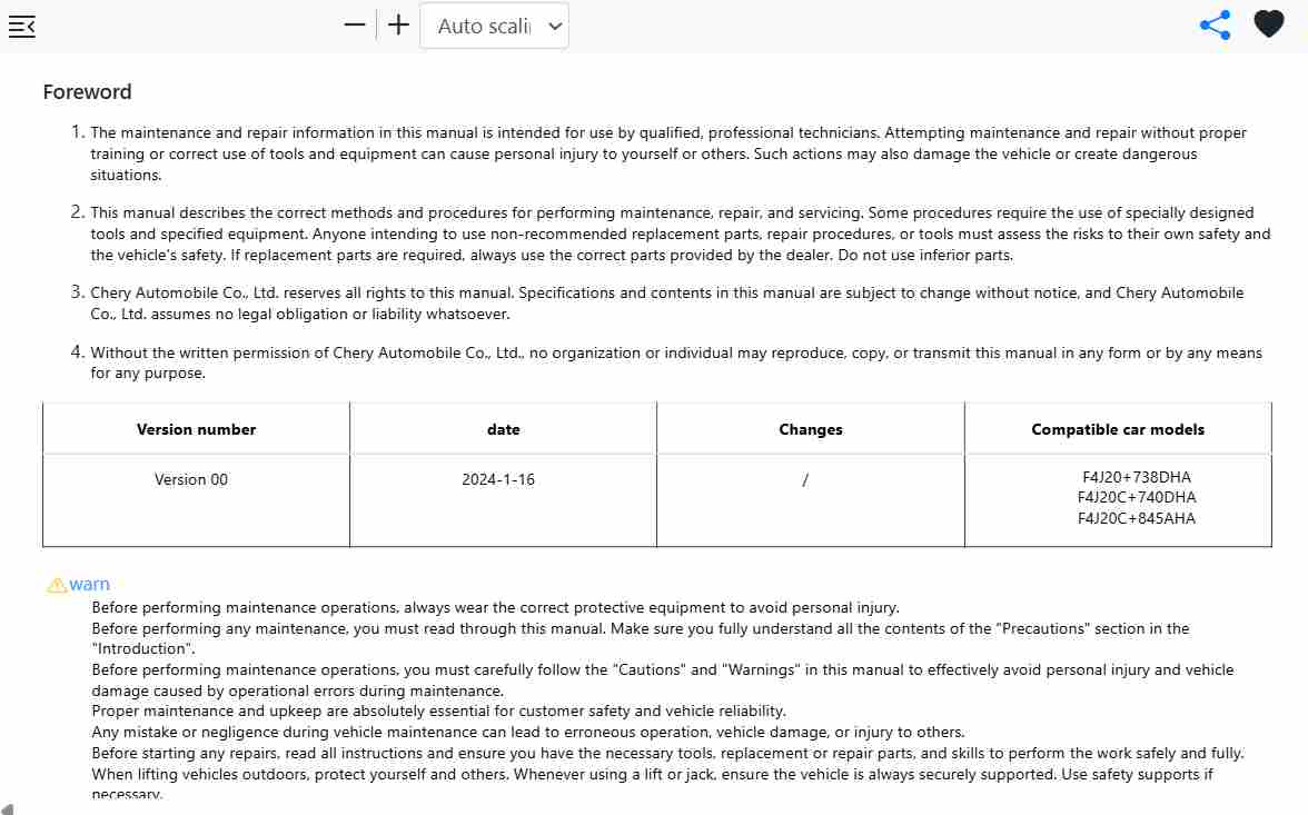 2023-Present Jaecoo J8 Workshop Manual